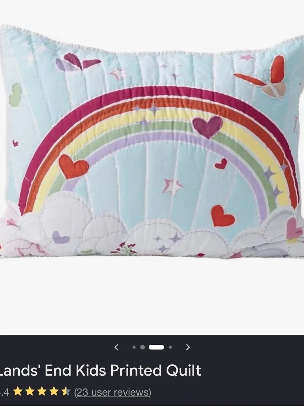 Lands' End Girls Unicorn Rainbow Quilt - Pink, Mint, Red